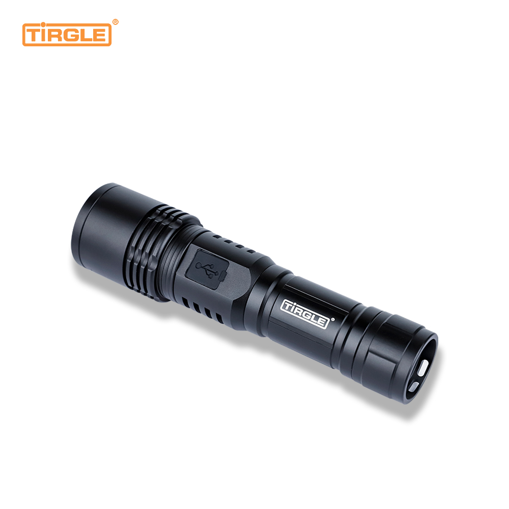 HL-5010 Three-speed switch strong and weak flashing waterproof aluminium alloy telescopic dimming power display Type-C rechargeable USB power output torch