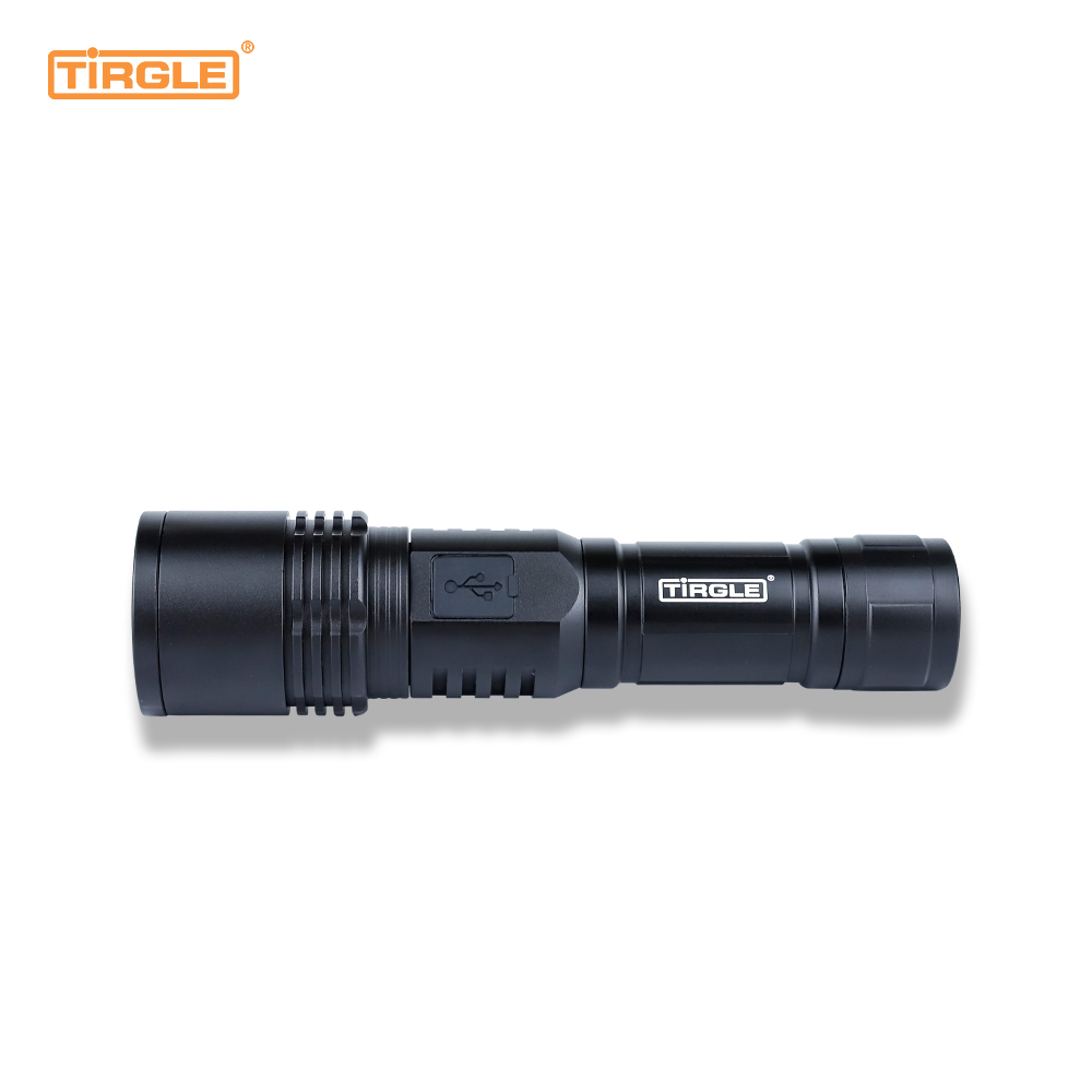 HL-5010 Three-speed switch strong and weak flashing waterproof aluminium alloy telescopic dimming power display Type-C rechargeable USB power output torch