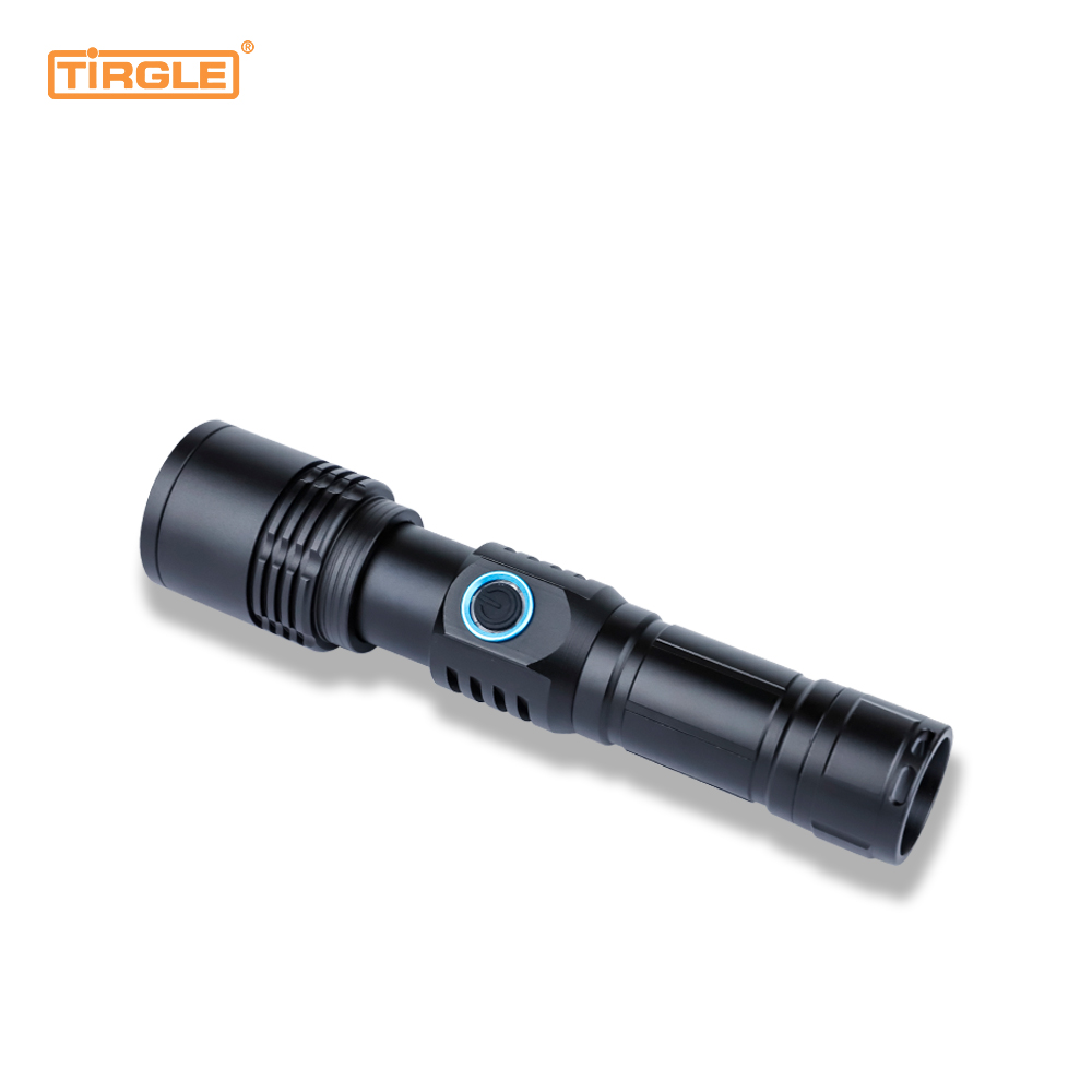 HL-5010 Three-speed switch strong and weak flashing waterproof aluminium alloy telescopic dimming power display Type-C rechargeable USB power output torch